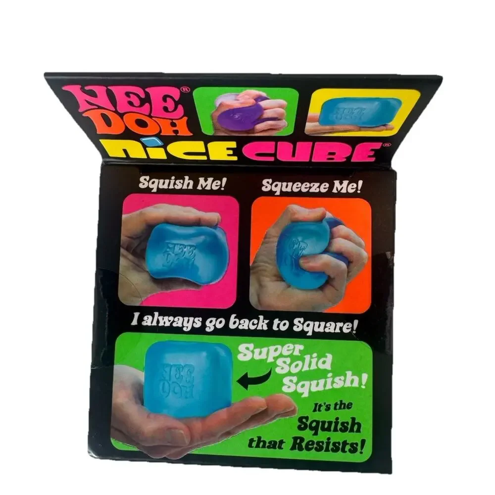 Schylling NeeDoh Nice Cube Blue Super Solid Squish Sensory Fidget Toy New